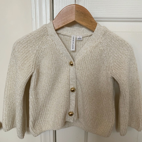 Janie and Jack White & Gold Cardigan size3 - Picture 3 of 4